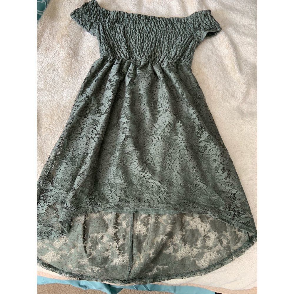 Green Lace off the shoulder Dress